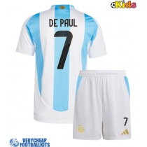 Argentina Rodrigo De Paul #7 Replica Home Minikit Copa America 2024 Short Sleeve (+ pants)